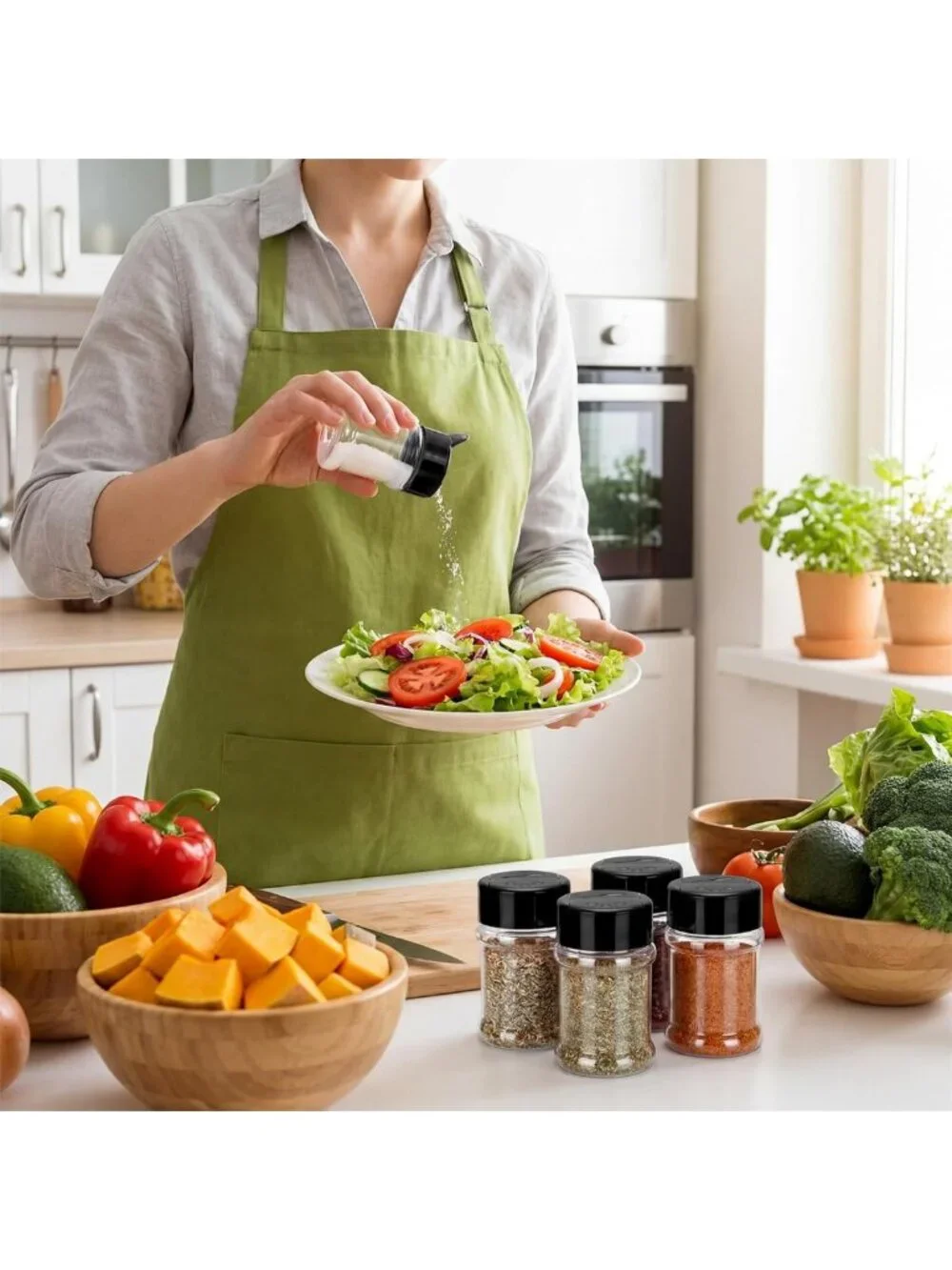 100 Clear Plastic Spice Jars 2 Oz with Flip Cap - Empty Seasoning Containers for
